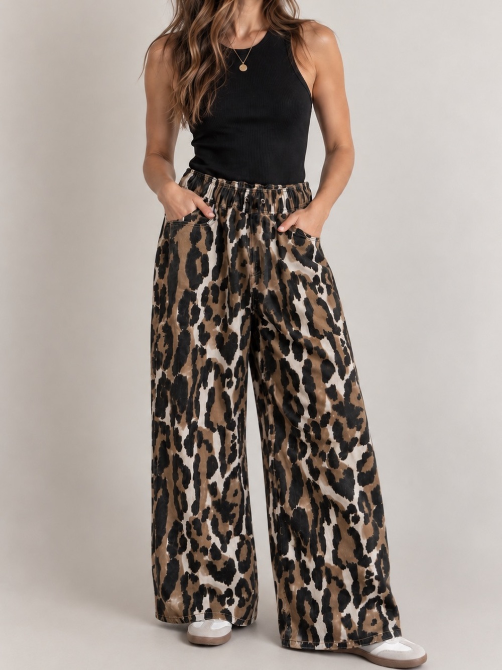 AJE Studio Sienna Wide Leg Jeans Animal Print